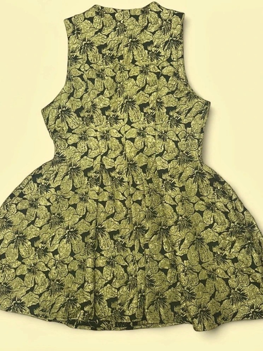MICAS Olive Green Metallic Floral Jacquard Mini Dress L NWOT